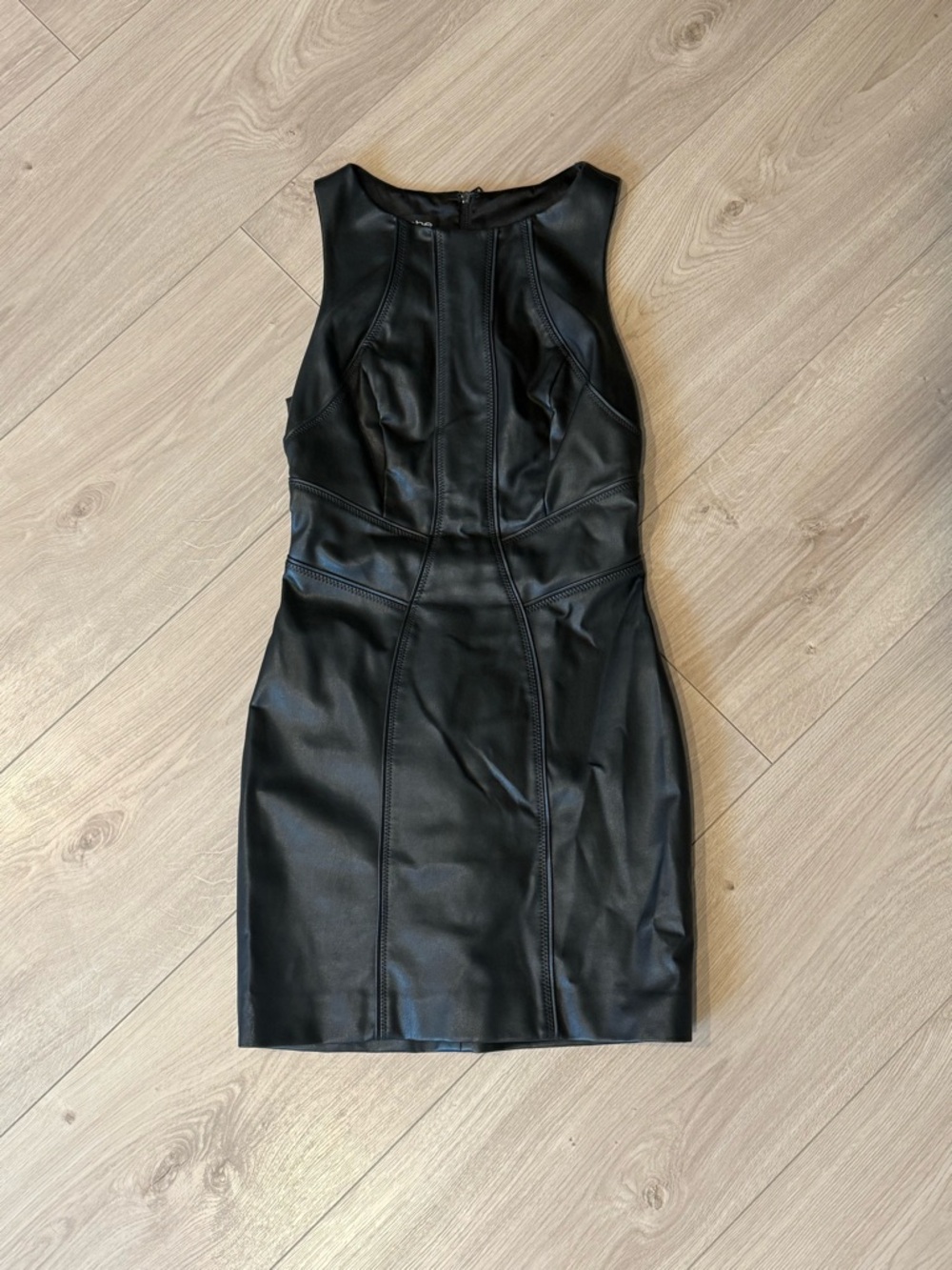 bebe Black Faux Leather Mini Sheath Dress